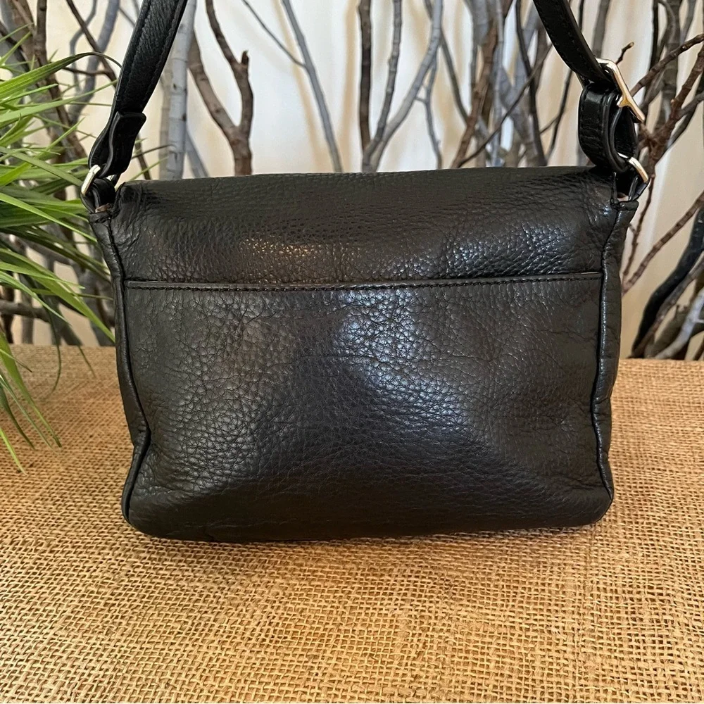 margot Black Pebbled Leather Crossbody Bag with Flap